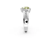 Halo Engagement Ring Setting for Fancy Yellow Heart-Shaped Center with Wide Band, Inlaid Accent Row and Prong Head in Platinum