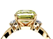 3 Stone Engagement Ring Setting for Fancy Yellow Asscher Cut Center with Pave Twist Band and Prong Head in Yellow Gold