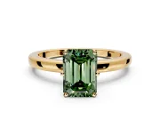 Solitaire Engagement Ring Setting for Fancy Green Emerald Cut Center with Plain Band and Tulip Prong Head in Yellow Gold