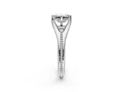 Solitaire Engagement Ring Setting for Emerald Cut Center with Milgrain Cathedral Band and Prong Head in Platinum