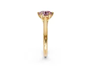 Solitaire Engagement Ring Setting for Fancy Pink Round Cut Center with Cathedral Band and Prong Head in Yellow Gold