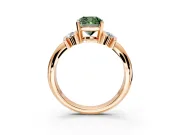 Solitaire Engagement Ring Setting for Fancy Green Cushion Cut Center with Grooved Bar Accent Band and Prong Head in Rose Gold