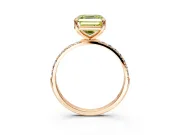 Solitaire Engagement Ring Setting for Fancy Yellow Asscher Cut Center with Pave Accents and Prong Head in Rose Gold