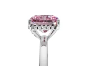 Solitaire Engagement Ring Setting for Fancy Pink Radiant Cut Center with Fine Wire Band and Prong Head in Platinum