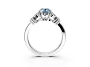 Floral Engagement Ring Setting for Fancy Blue Oval Center with Marquise Cluster Shoulders and Prong Head in Sterling Silver