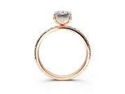 Hidden Halo Engagement Ring Setting for Radiant Cut Center with Pave Band and Prong Head in Rose Gold