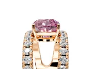 Solitaire Engagement Ring Setting for Fancy Pink Cushion Cut Center with Wide-Open Split Shank and Prong Head in Rose Gold