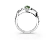 Channel-Set Engagement Ring Setting for Fancy Green Marquise Center with Baguette Band and Prong Head in Sterling Silver