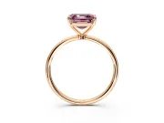 Solitaire Engagement Ring Setting for Fancy Pink Asscher Cut Center with Straight Thin Band and Prong Head in Rose Gold
