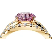 Solitaire Engagement Ring Setting for Fancy Pink Round Cut Center with Wide-Open Split Shank and Prong Head in Yellow Gold