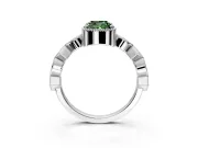 Milgrain Bezel Engagement Ring Setting for Fancy Green Cushion Cut Center with Marquise Stations and Bezel Head in Platinum