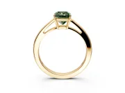 Solitaire Engagement Ring Setting for Fancy Green Radiant Cut Center with Open Cathedral Shoulders and Prong Head in Yellow Gold