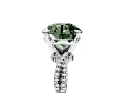 Solitaire Engagement Ring Setting for Fancy Green Round Cut Center with Twist Band and Bead Prong Head in Platinum