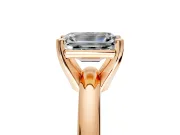 Solitaire Engagement Ring Setting for Emerald Cut Center with Wire Band and Prong Head in Rose Gold