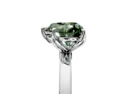Solitaire Engagement Ring Setting for Fancy Green Heart-Shaped Center with Thin Rounded Plain Band and Prong Head in White Gold