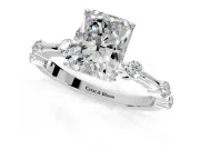 Solitaire Engagement Ring Setting for Radiant Cut Center with Bezel Station Band and Prong Head in Platinum