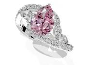 Solitaire Engagement Ring Setting for Fancy Pink Pear-Shaped Center with Pave Bypass Twist Band and Prong Head in Platinum