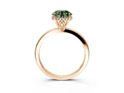 Solitaire Engagement Ring Setting for Fancy Green Round Cut Center with Fine Wire Band and Prong Head in Rose Gold