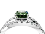 Solitaire Engagement Ring Setting for Fancy Green Emerald Cut Center with Wide-Open Split Shank and Prong Head in Platinum