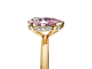 Solitaire Engagement Ring Setting for Fancy Pink Pear-Shaped Center with Plain Band, Open Basket and Prong Head in Yellow Gold