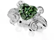Solitaire Engagement Ring Setting for Fancy Green Heart-Shaped Center with Twisted Band and Scroll Prong Head in Platinum