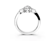 Cluster Engagement Ring Setting for Pear-Shaped Center with Milgrain Shoulder Clusters and Prong Head in Sterling Silver