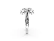 Solitaire Engagement Ring Setting for Pear-Shaped Center with Twisted Band and Scroll Prong Head in White Gold