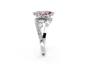 Solitaire Engagement Ring Setting for Fancy Pink Marquise Center with Pave Bypass Twist Band and Prong Head in Platinum