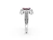 Solitaire Engagement Ring Setting for Fancy Pink Emerald Cut Center with Twisted Band and Scroll Prong Head in Platinum