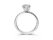 Solitaire Engagement Ring Setting for Cushion Cut Center with Shared-Prong Accents and Prong Head in Sterling Silver
