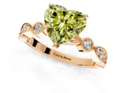 Solitaire Engagement Ring Setting for Fancy Yellow Heart-Shaped Center with Milgrain Bezel Accents and Prong Head in Rose Gold