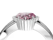 Halo Engagement Ring Setting for Fancy Pink Heart-Shaped Center with Wide Band, Inlaid Accent Row and Prong Head in Sterling Silver