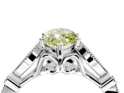 Solitaire Engagement Ring Setting for Fancy Yellow Marquise Center with Marquise and Bezel Accents and Prong Head in White Gold