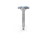 Solitaire Engagement Ring Setting for Fancy Blue Marquise Center with Engraved Pave Band and Prong Head in White Gold