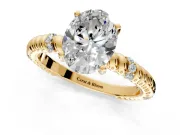 Rope Engagement Ring Setting for Oval Center with Accent Shoulders and Prong Head in Yellow Gold