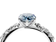 Cluster Engagement Ring Setting for Fancy Blue Marquise Center with Round Cut Accent Band and Prong Head in White Gold