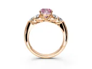 Cluster Engagement Ring Setting for Fancy Pink Cushion Cut Center with Round Cut Accent Frame and Prong Head in Rose Gold