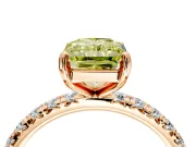 Solitaire Engagement Ring Setting for Fancy Yellow Radiant Cut Center with Shared-Prong Accents and Prong Head in Rose Gold