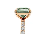 Solitaire Engagement Ring Setting for Fancy Green Princess Cut Center with Pave Accents and Prong Head in Rose Gold