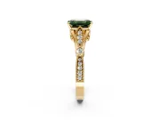 Solitaire Engagement Ring Setting for Fancy Green Emerald Cut Center with Marquise and Bezel Accents and Prong Head in Yellow Gold