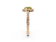 Halo Engagement Ring Setting for Fancy Yellow Round Cut Center with Framed Halo, Pave Band and Prong Head in Rose Gold