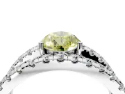 Solitaire Engagement Ring Setting for Fancy Yellow Pear-Shaped Center with Wide-Open Split Shank and Prong Head in Platinum