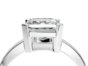 Solitaire Engagement Ring Setting for Asscher Cut Center with Plain Band and Flat Tab Prong Head in White Gold
