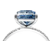 Solitaire Engagement Ring Setting for Fancy Blue Princess Cut Center with Pave Accents and Prong Head in White Gold