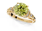 Solitaire Engagement Ring Setting for Fancy Yellow Round Cut Center with Filigree Band and Prong Head in Yellow Gold