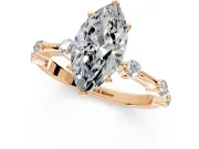 Solitaire Engagement Ring Setting for Marquise Center with Bezel Station Band and Prong Head in Rose Gold