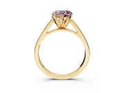 Solitaire Engagement Ring Setting for Fancy Pink Heart-Shaped Center with Tapered Split Shoulders and Prong Head in Yellow Gold