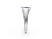 Tension Engagement Ring Setting for Fancy Blue Pear-Shaped Center with Wide Tapered Band and Tension Head in Platinum