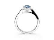 Solitaire Engagement Ring Setting for Fancy Blue Pear-Shaped Center with Channel Accents and Prong Head in Sterling Silver