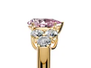 Cluster Engagement Ring Setting for Fancy Pink Pear-Shaped Center with Round Cut Accent Frame and Prong Head in Yellow Gold